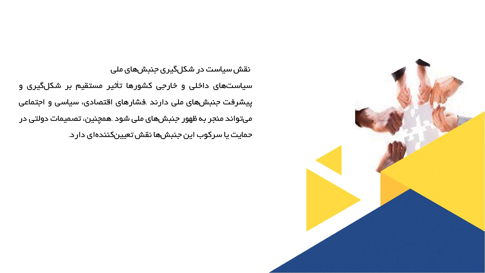 پاورپوینت در مورد سیاست و جنبش‌های ملی در ایران